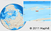 Shaded Relief Location Map of the area around 79° 38' 54" N, 58° 43' 30" E