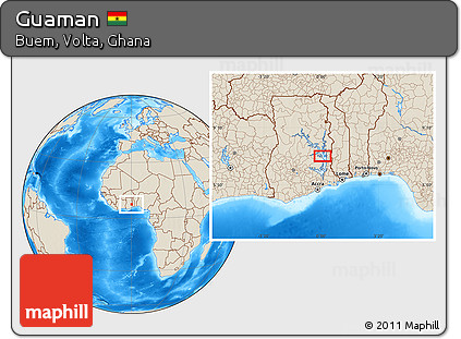 Shaded Relief Location Map of Guaman