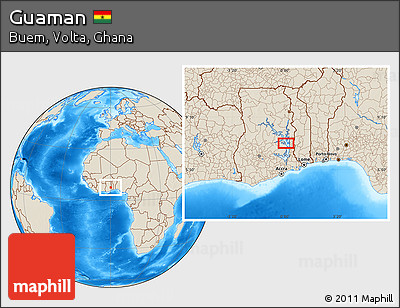 Shaded Relief Location Map of Guaman