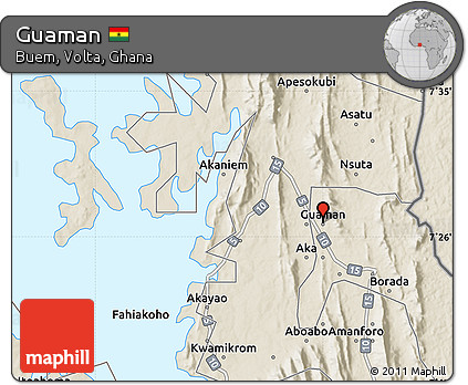 Shaded Relief Map of Guaman