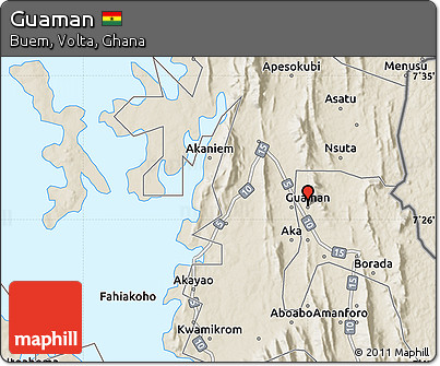 Shaded Relief Map of Guaman