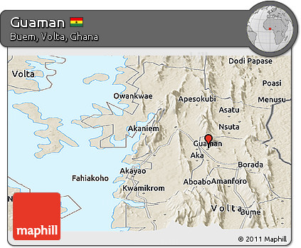 Shaded Relief Panoramic Map of Guaman