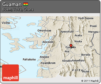 Shaded Relief Panoramic Map of Guaman