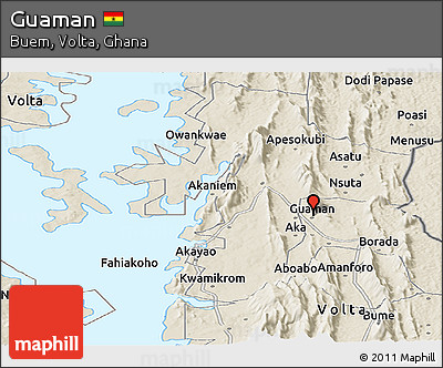 Shaded Relief Panoramic Map of Guaman