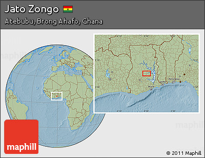 Savanna Style Location Map of Jato Zongo, hill shading