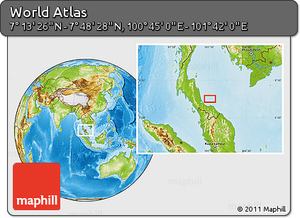 Physical Location Map of the Area around 7° 30' 57" N, 101° 13' 29" E