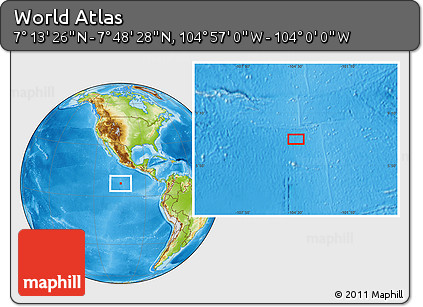 Physical Location Map of the Area around 7° 30' 57" N, 104° 28' 29" W