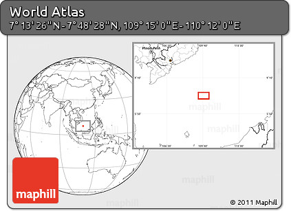 Blank Location Map of the Area around 7° 30' 57" N, 109° 43' 29" E