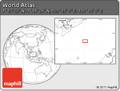 Blank Location Map of the Area around 7° 30' 57" N, 109° 43' 29" E
