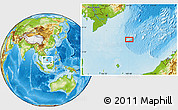 Physical Location Map of the area around 7° 30' 57" N, 109° 43' 29" E