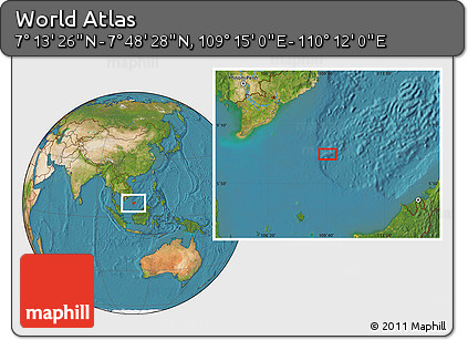 Satellite Location Map of the Area around 7° 30' 57" N, 109° 43' 29" E