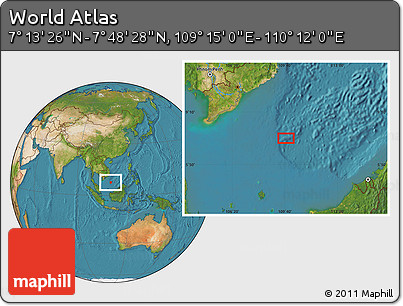 Satellite Location Map of the Area around 7° 30' 57" N, 109° 43' 29" E