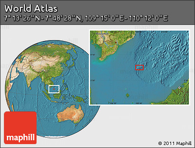 Satellite Location Map of the Area around 7° 30' 57" N, 109° 43' 29" E