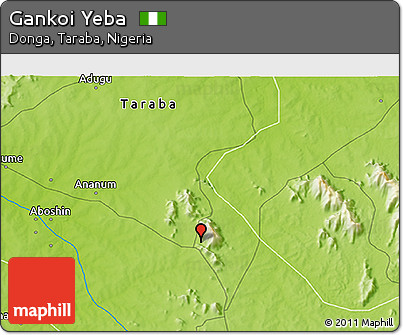 Physical 3D Map of Gankoi Yeba