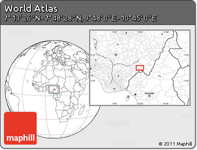Blank Location Map of the Area around 7° 30' 57" N, 10° 16' 30" E