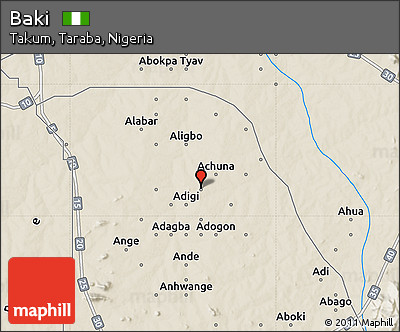 Shaded Relief Map of Baki