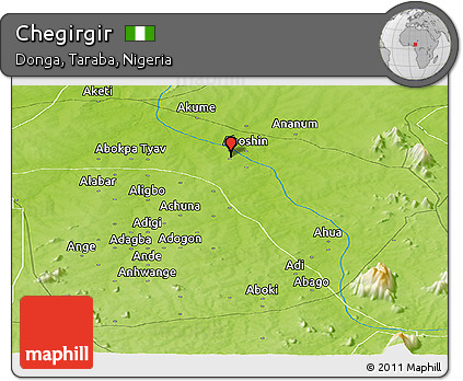 Physical Panoramic Map of Chegirgir
