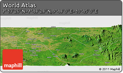 Satellite Panoramic Map of the Area around 7° 30' 57" N, 10° 16' 30" E