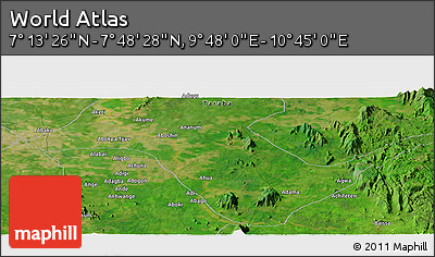 Satellite Panoramic Map of the Area around 7° 30' 57" N, 10° 16' 30" E
