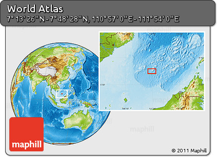 Physical Location Map of the Area around 7° 30' 57" N, 111° 25' 30" E