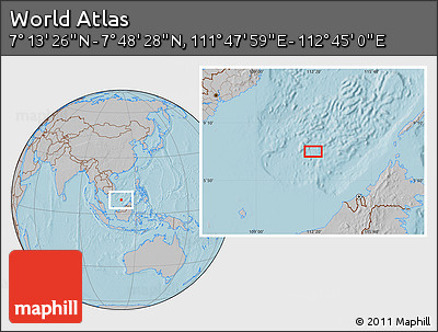 Gray Location Map of the Area around 7° 30' 57" N, 112° 16' 30" E, hill shading