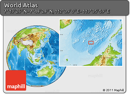 Physical Location Map of the Area around 7° 30' 57" N, 113° 7' 30" E