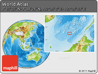 Physical Location Map of the Area around 7° 30' 57" N, 113° 7' 30" E