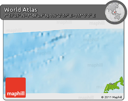 Physical 3D Map of the Area around 7° 30' 57" N, 116° 31' 30" E