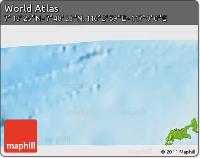 Physical 3D Map of the Area around 7° 30' 57" N, 116° 31' 30" E