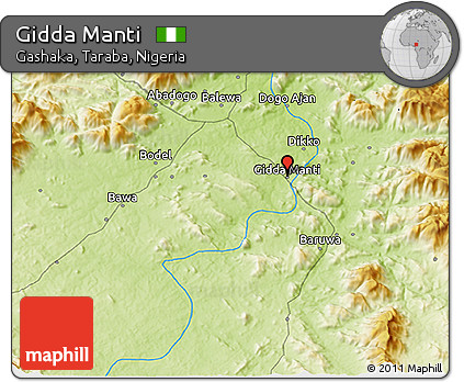 Physical 3D Map of Gidda Manti