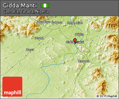 Physical 3D Map of Gidda Manti