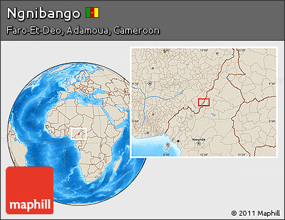 Shaded Relief Location Map of Ngnibango
