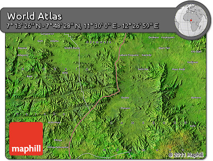 Satellite Map of the Area around 7° 30' 57" N, 11° 58' 29" E