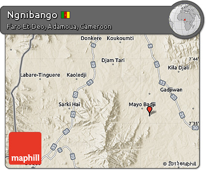 Shaded Relief Map of Ngnibango