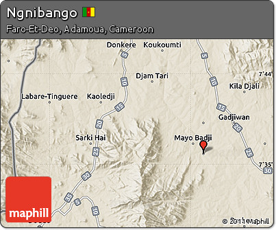 Shaded Relief Map of Ngnibango