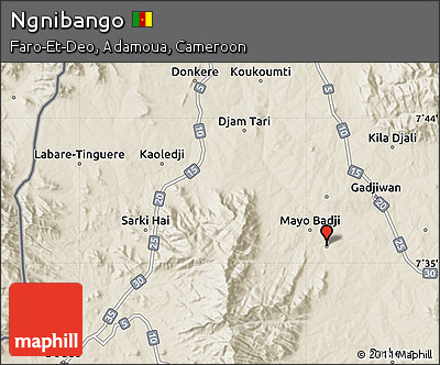 Shaded Relief Map of Ngnibango