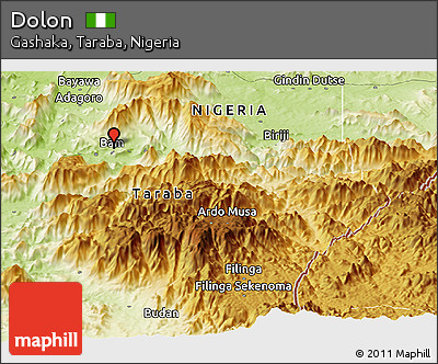 Physical Panoramic Map of Dolon