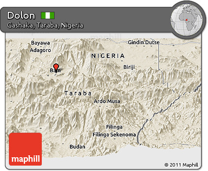 Shaded Relief Panoramic Map of Dolon