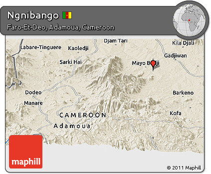 Shaded Relief Panoramic Map of Ngnibango