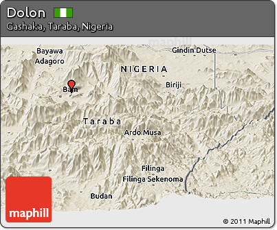 Shaded Relief Panoramic Map of Dolon