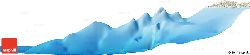 Shaded Relief Horizon Map of the Area around 7° 30' 57" N, 121° 37' 30" E
