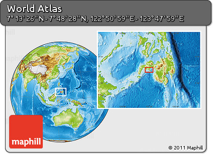 Physical Location Map of the Area around 7° 30' 57" N, 123° 19' 29" E