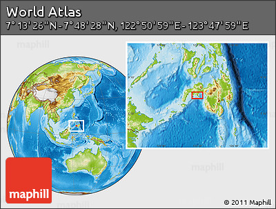 Physical Location Map of the Area around 7° 30' 57" N, 123° 19' 29" E