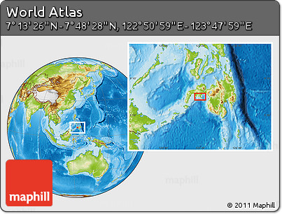 Physical Location Map of the Area around 7° 30' 57" N, 123° 19' 29" E