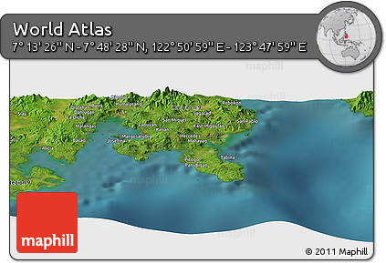 Satellite Panoramic Map of the Area around 7° 30' 57" N, 123° 19' 29" E