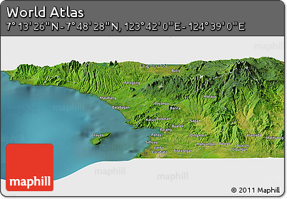 Satellite Panoramic Map of the Area around 7° 30' 57" N, 124° 10' 30" E