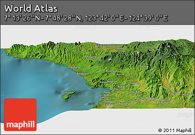 Satellite Panoramic Map of the Area around 7° 30' 57" N, 124° 10' 30" E