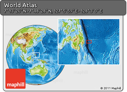 Physical Location Map of the Area around 7° 30' 57" N, 127° 34' 30" E