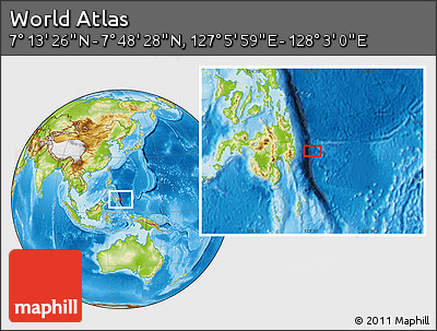 Physical Location Map of the Area around 7° 30' 57" N, 127° 34' 30" E
