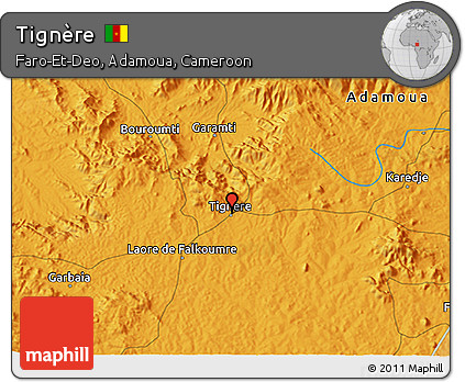 Political 3D Map of Tignère
